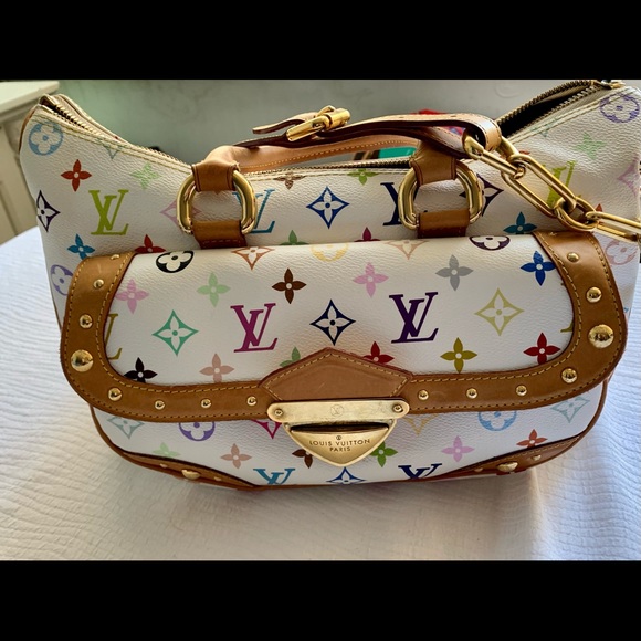 Authentic Louis Vuitton  large Takashi Murakami muti color white bag - Picture 2 of 5